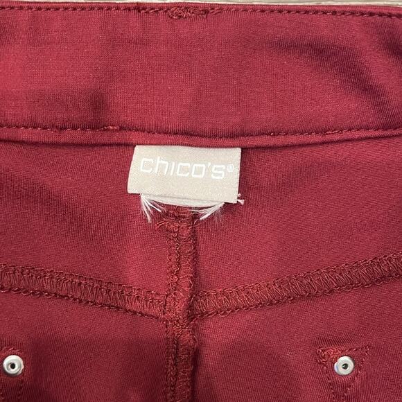 Chico's Stretch Knit Slim Leg Crop Pants Wine Size 10 - Picture 6 of 6